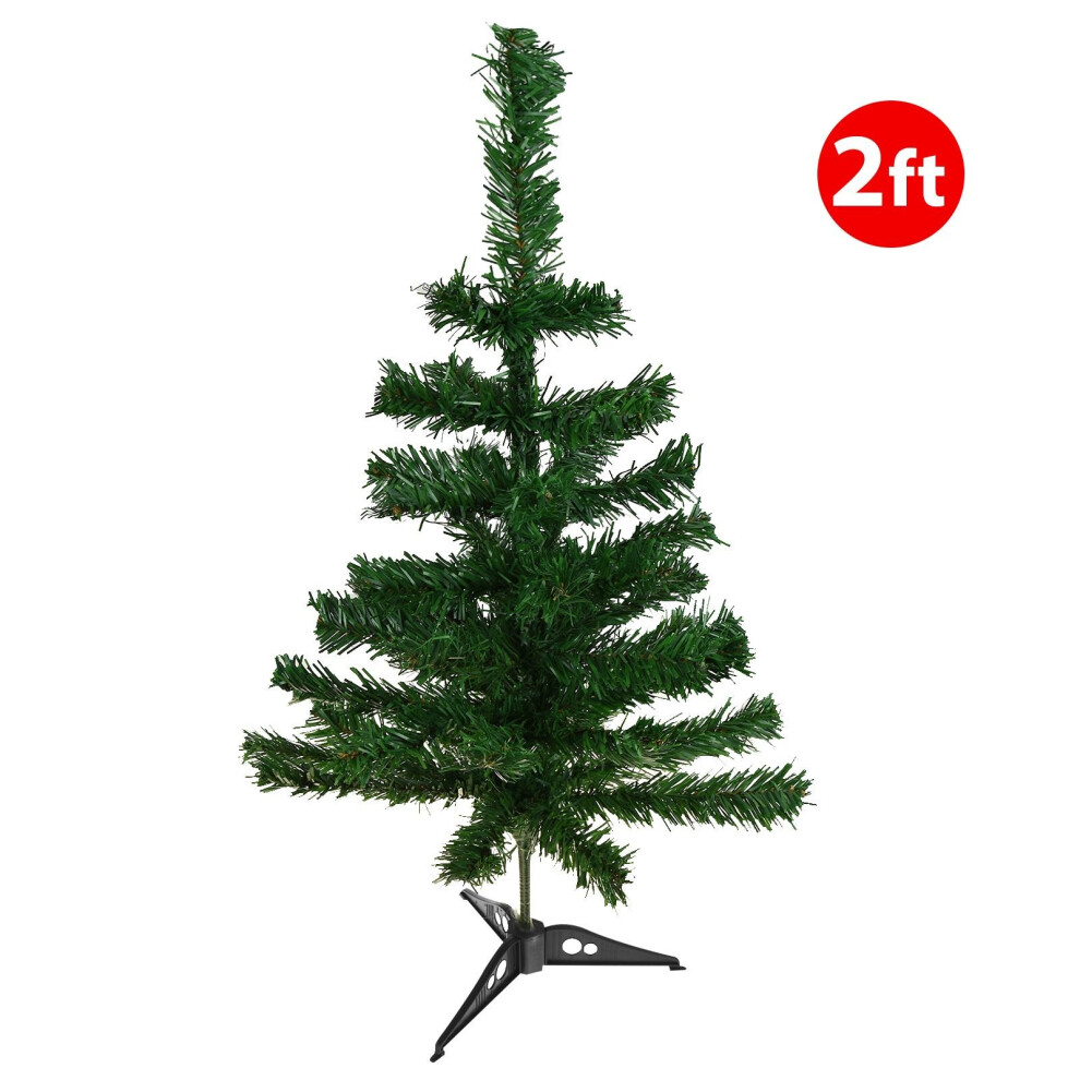 (2ft Standard) Artificial Green Xmas Trees 2/4/5/6/7ft Festive Snow Tipped Christmas Decoration