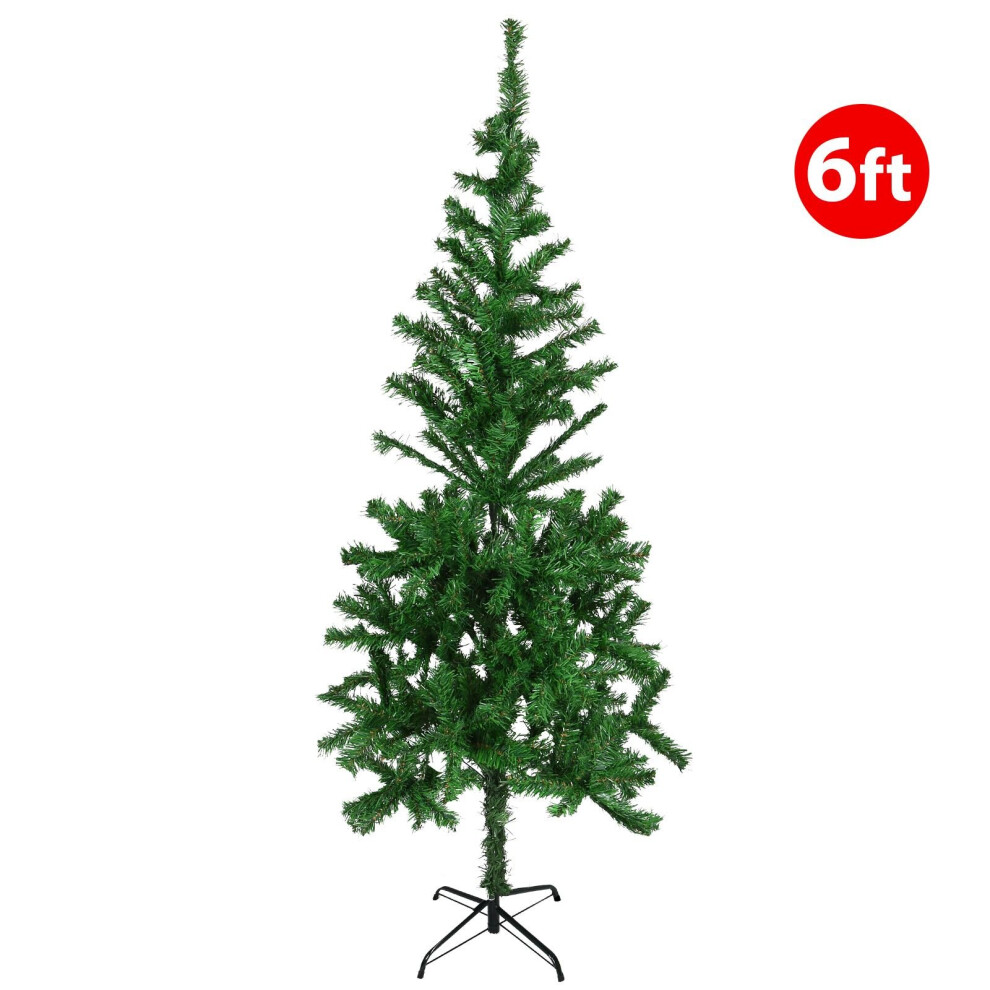 (6ft Standard) Artificial Green Xmas Trees 2/4/5/6/7ft Festive Snow Tipped Christmas Decoration