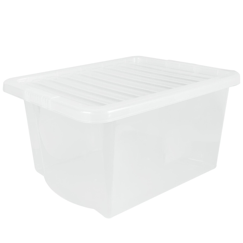 (1 Pack 24L Box) Wham Plastic Storage Shelf Box Stackable Containers Clear With Secure Clip Lid