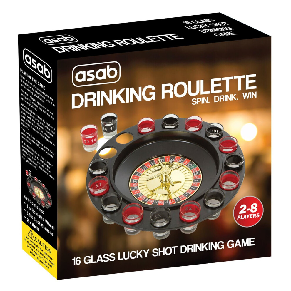 Roulette Wheel Adult Party Drinking Game Set Spin Casino 16 Shot Glass Stag  Hen on OnBuy