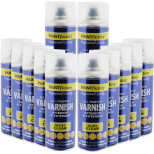 (12 Pack) All Purpose Clear Gloss Spray Paint 400ml Aerosol Dry Metal Interior Exterior
