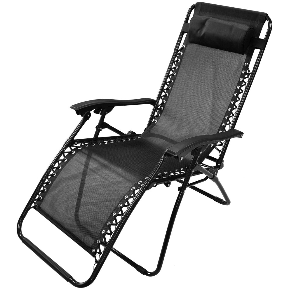 (1 x Chair) Textoline Zero Gravity Deck Chair Recliner Sun Lounger Outdoor Garden Patio