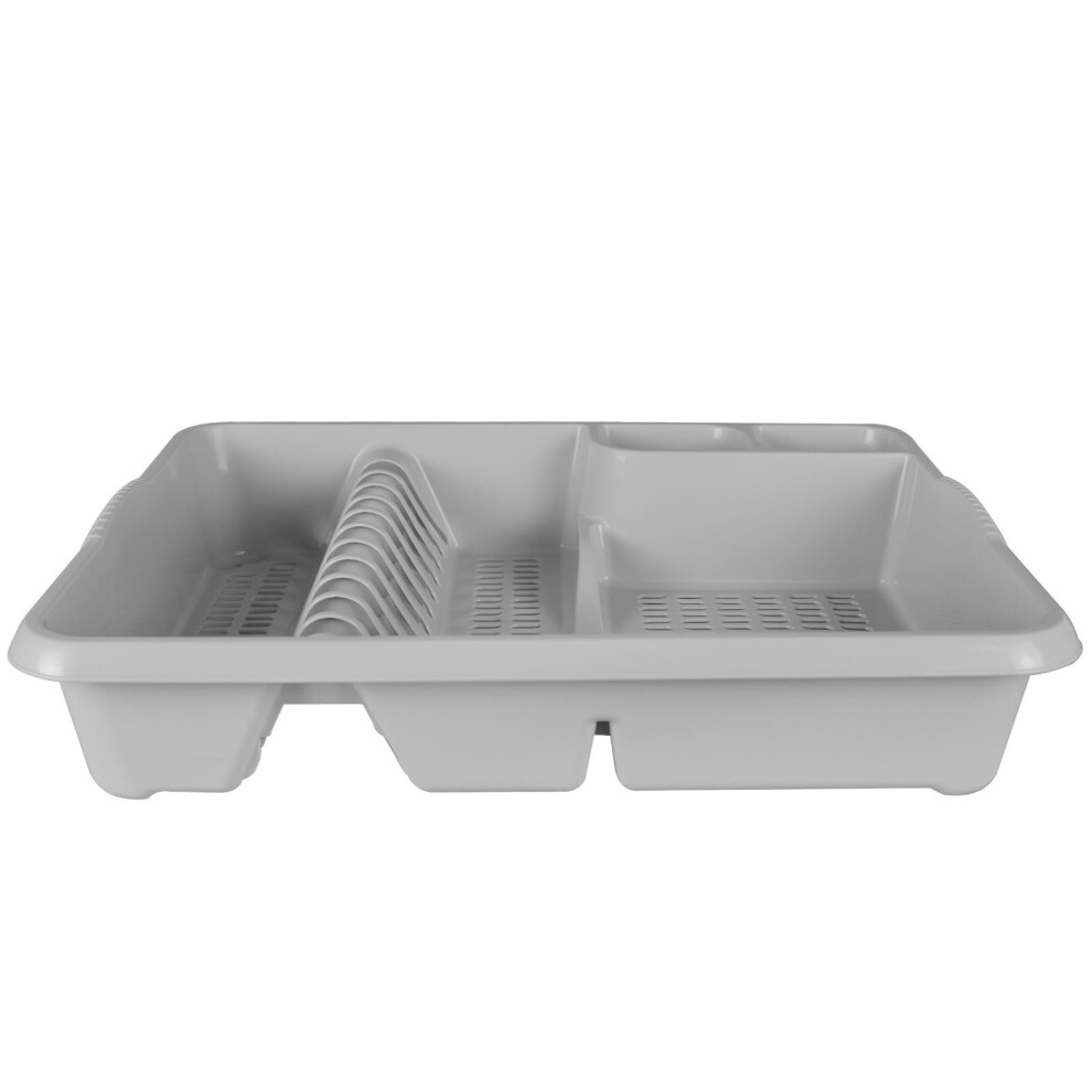 (Silver) High Grade Large Casa Plastic Draining Board Plate Cutlery Sink Tidy Rack Holder