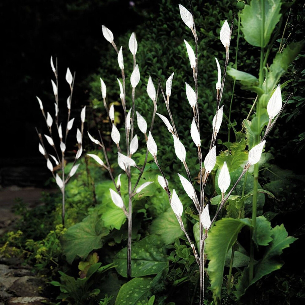 (White) 60 LED Branch Leaf Tree Solar Power Lights Outdoor Garden Path Patio Borders