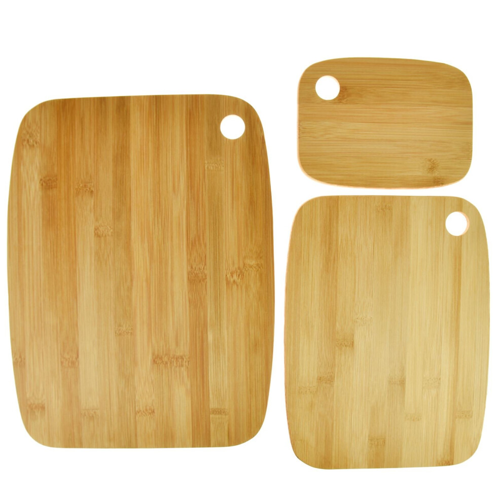 3pc Bamboo Wooden Chopping Board Set Serving Platter Cutting Cheese Food Kitchen