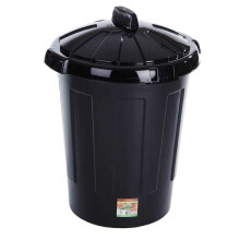 (1 Pack) Wham 80L Black Plastic Dustbin Lid Dust Bin Waste Disposal Rubbish Trash Can