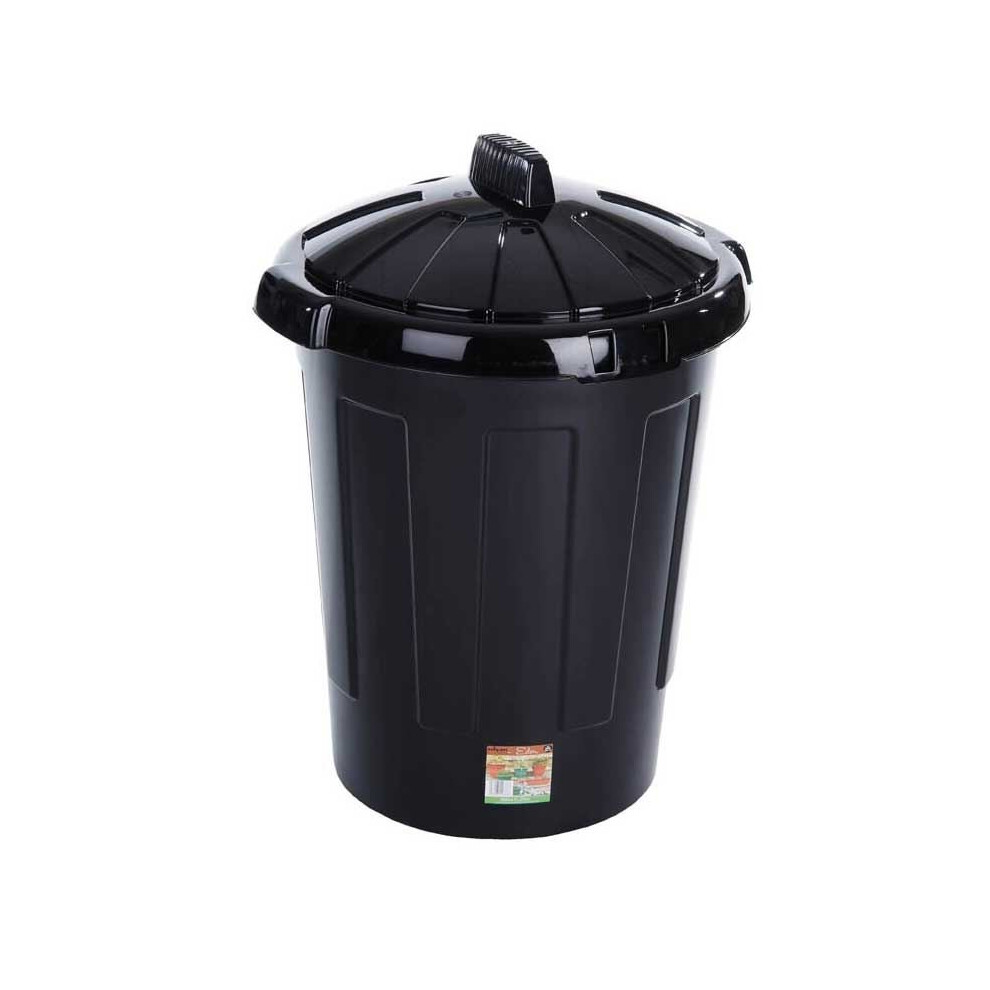 Wham (1 Pack) 80L Plastic Dustbin Lid Dust Bin Waste Disposal Rubbish Trash Can Black