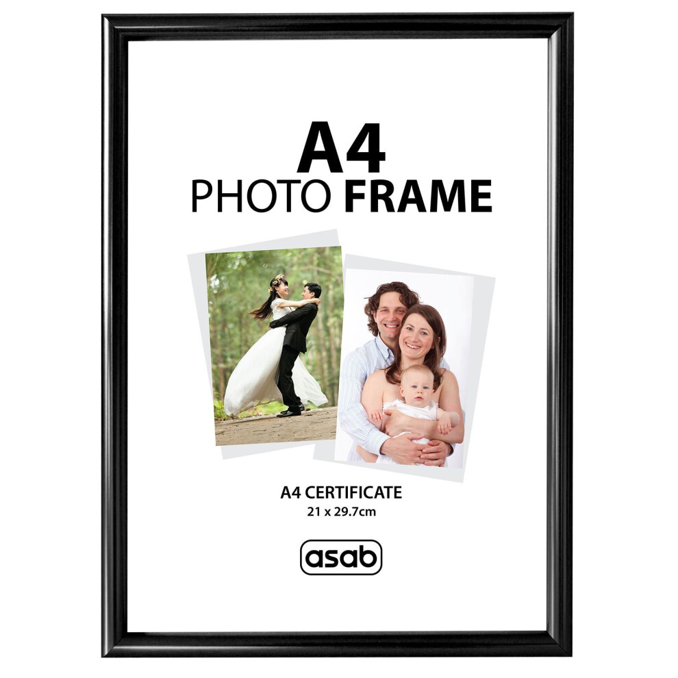 (Black, 1 Pack) A4 Photo Picture Frame Certificate Wall & Desk Mountable Silver Black Gold