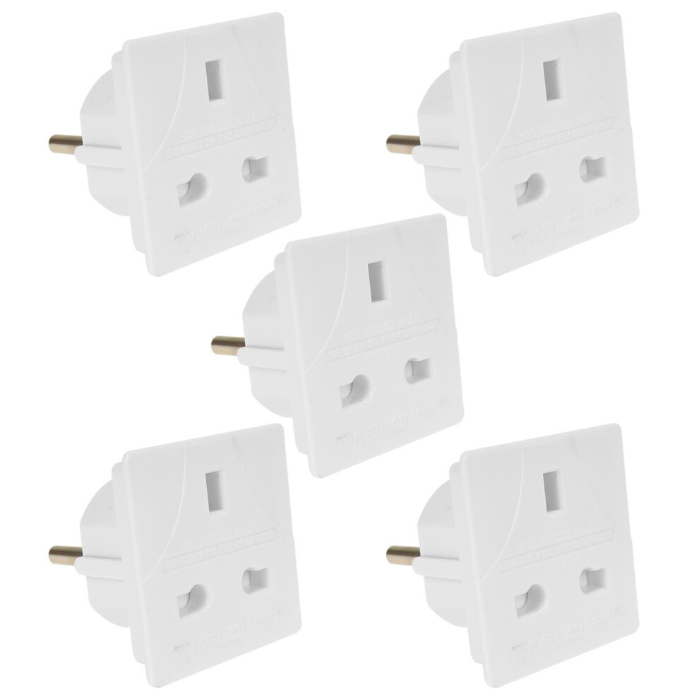 (5 Pack) Travel Adapter Plug UK to EU 2 Pin Holiday Accessory European Power Converter