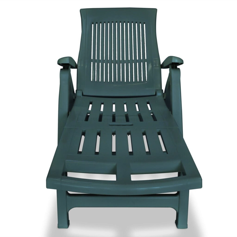 Vidaxl Sunlounger With Footrest Plastic Outdoor Recliner Chair Sunbed Green