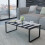 VidaXL vidaXL Glass Coffee Table with Piano Printing Home Living Room Furniture Stand 2