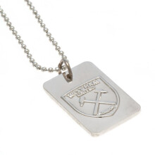 West Ham United FC Silver Plated Dog Tag And Chain