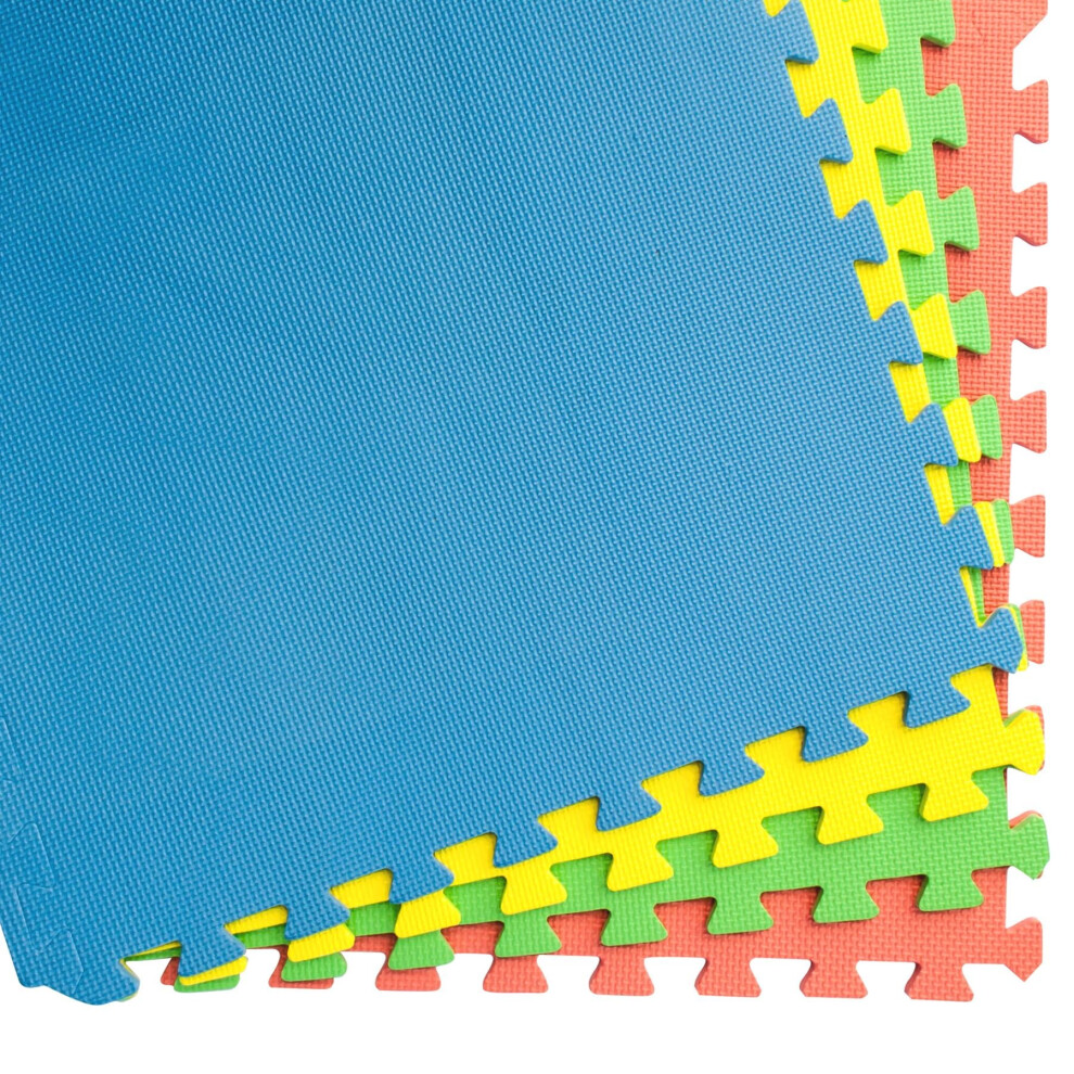 (Multi-Coloured, 3 Pack (12 Floor Mats)60x60cm) Eva Soft Foam Floor Mats Interlocking Gym Kids Exercise Play Mat Office Garage