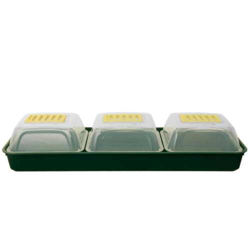 Mini Windowsill Propagator 3 Tray Lidded Greenhouse Seedling Plant Starter Kit