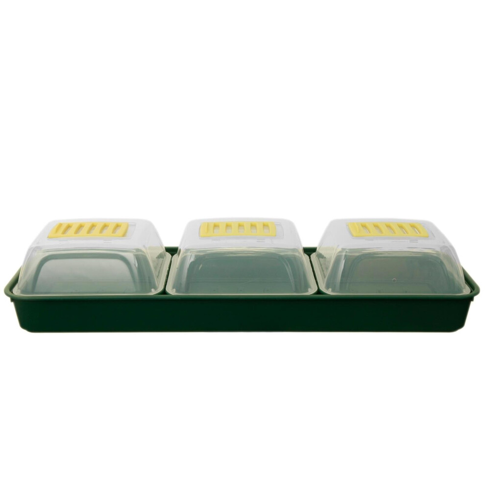 Asab Mini Windowsill Propagator 3 Tray Lidded Greenhouse Seedling Plant Starter Kit