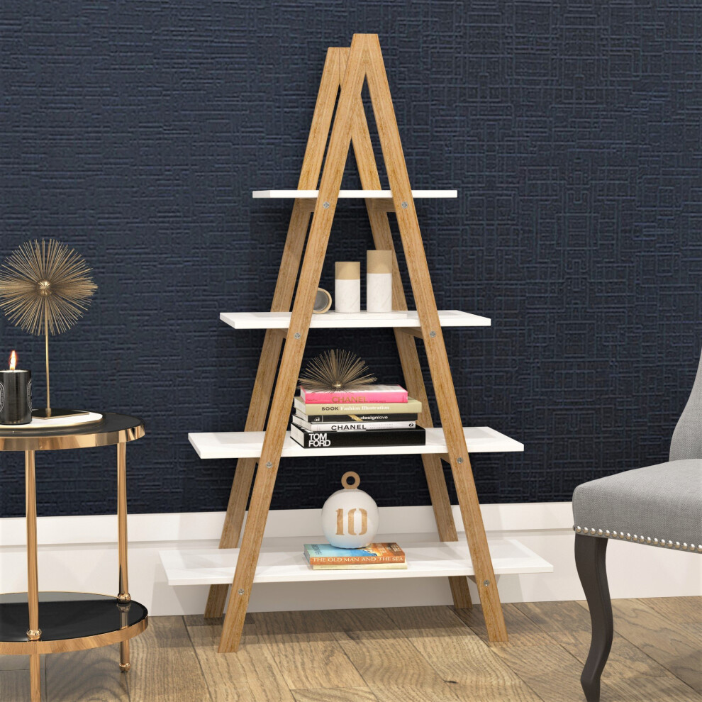Charles Jacobs A-Frame Ladder Pyramid Bookcase Bookshelf Unit - White