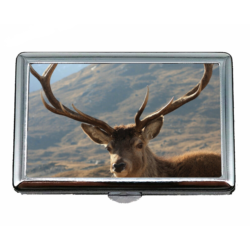 Cigarette Case & Stash Box,Red deer stag Name Card Case