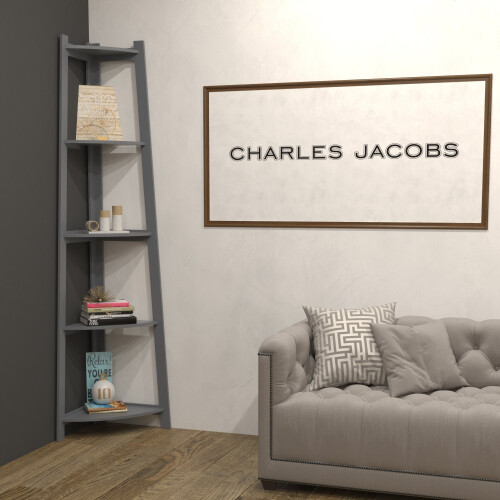 Charles Jacobs (Grey) Charles Jacobs Corner Ladder Shelf Bookcase Display Storage Unit 2