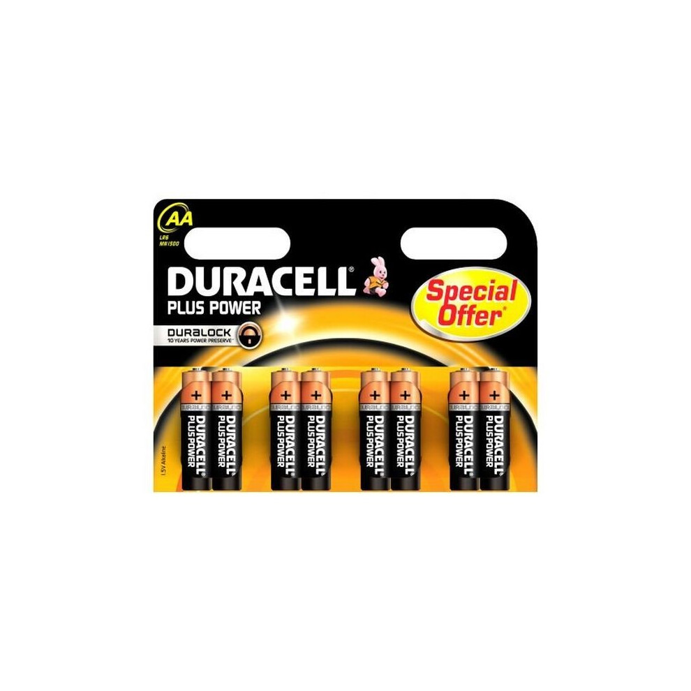 Duracell Alkaline Batteries Plus Power Durlr6p8b Lr6 Aa 1.5V (8 Pcs)