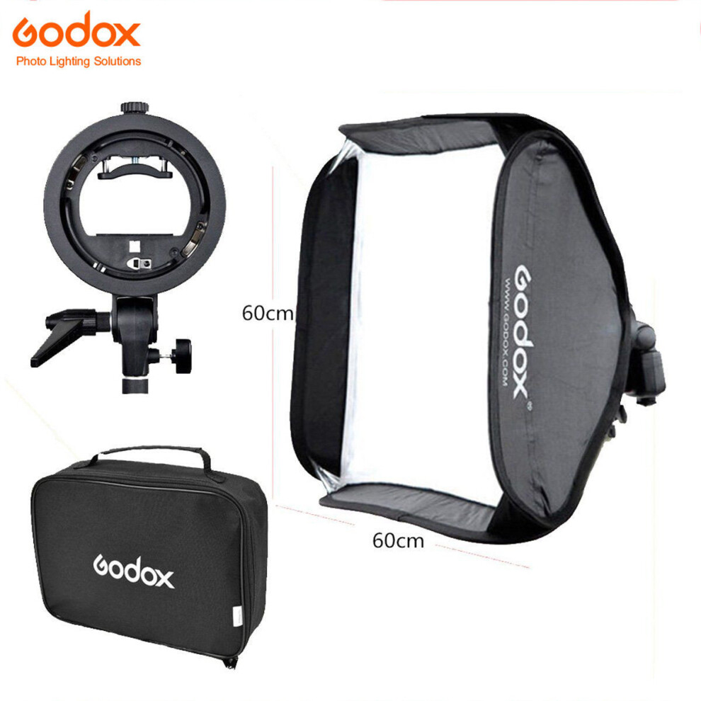 Godox S-Type Bowens Flash Speedlite Bracket+60x60cm Foldable Softbox