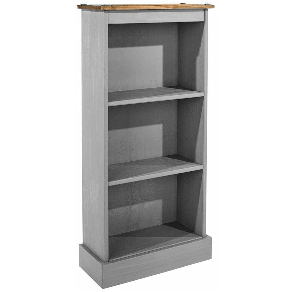 Corona Grey 3 Tier Low Narrow Bookcase