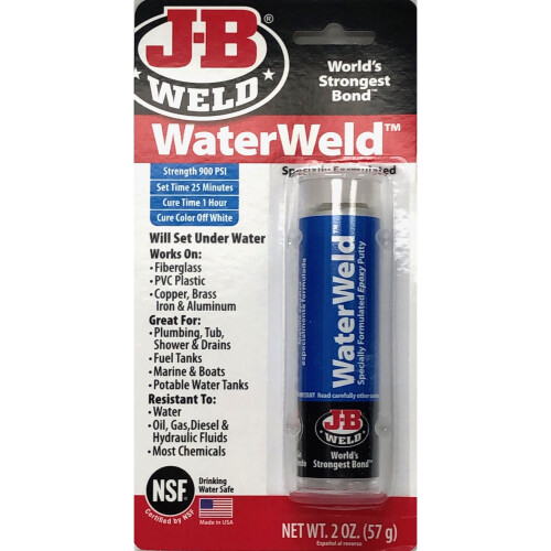 JB Weld WaterWeld Epoxy Putty Easy To Use Will Set Under Water 2oz/57g