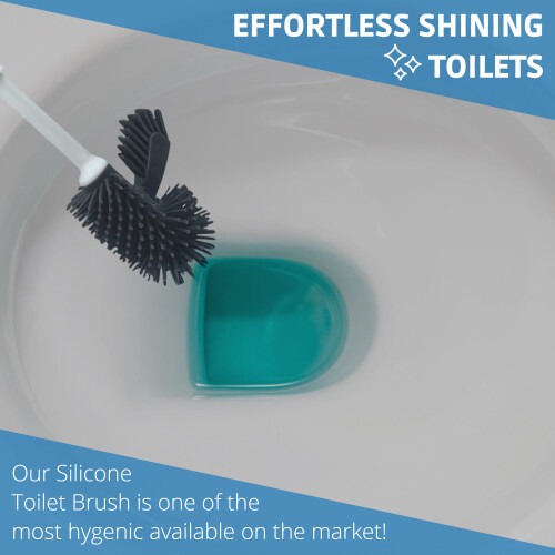 Silicone Toilet Brush Set with Spare Brush Head 1