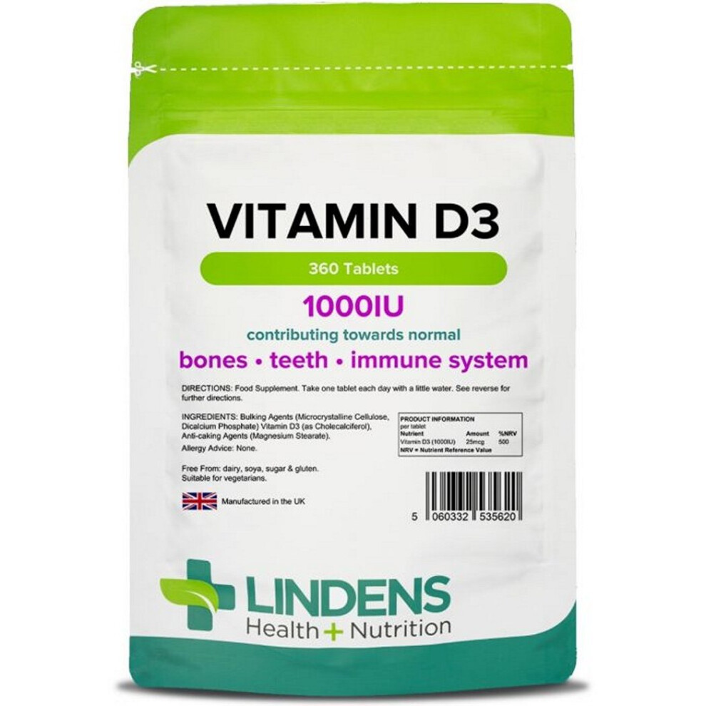 Lindens Vitamin D3 1000iu x 360 Tablets