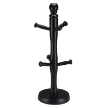 6-Hooks Beech Wood Mug Tree Rack Holder, Black Finish — 8908, Space-Saving Kitchen Cup Organizer