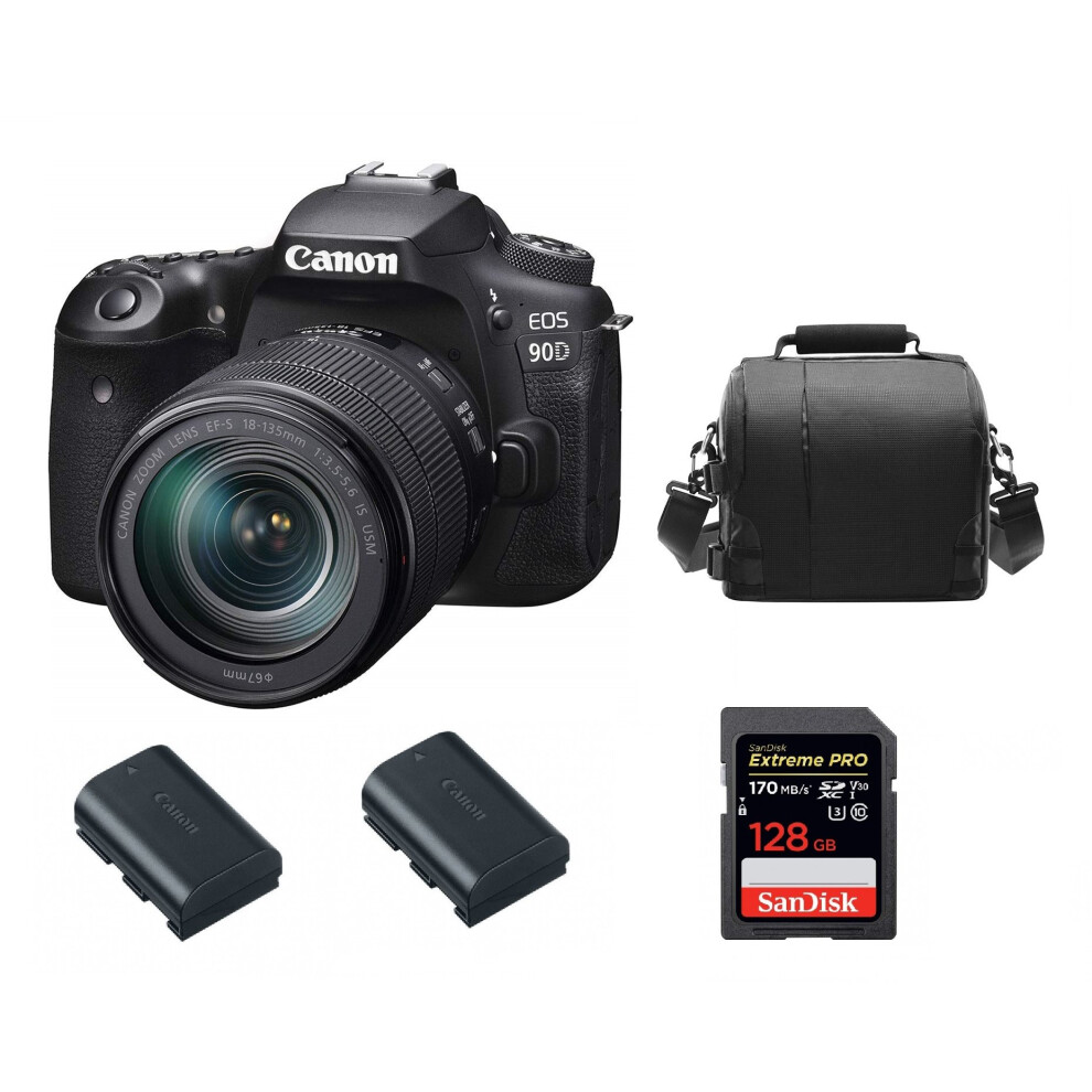 CANON EOS 90D EF-S 18-135mm IS USM+SANDISK 128GB+Bag+LP-E6N * 2 pieces