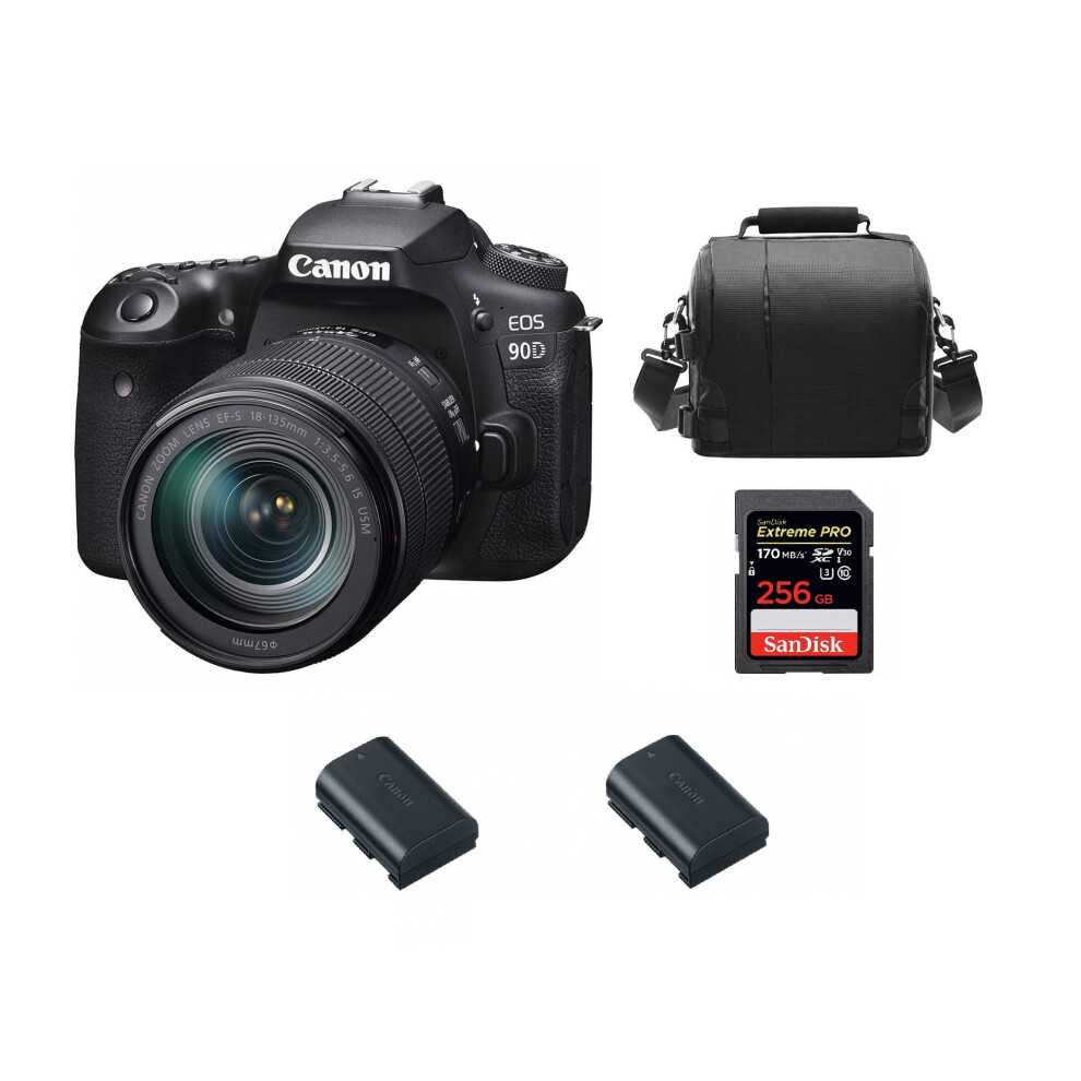 CANON EOS 90D EF-S 18-135mm IS USM+SANDISK 256GB+Bag+LP-E6N * 2 pieces