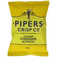 Pipers Crisps Lye Cross Cheddar and Onion – Vegetarian, Made by Farmers with Locally Sourced Ingredients
