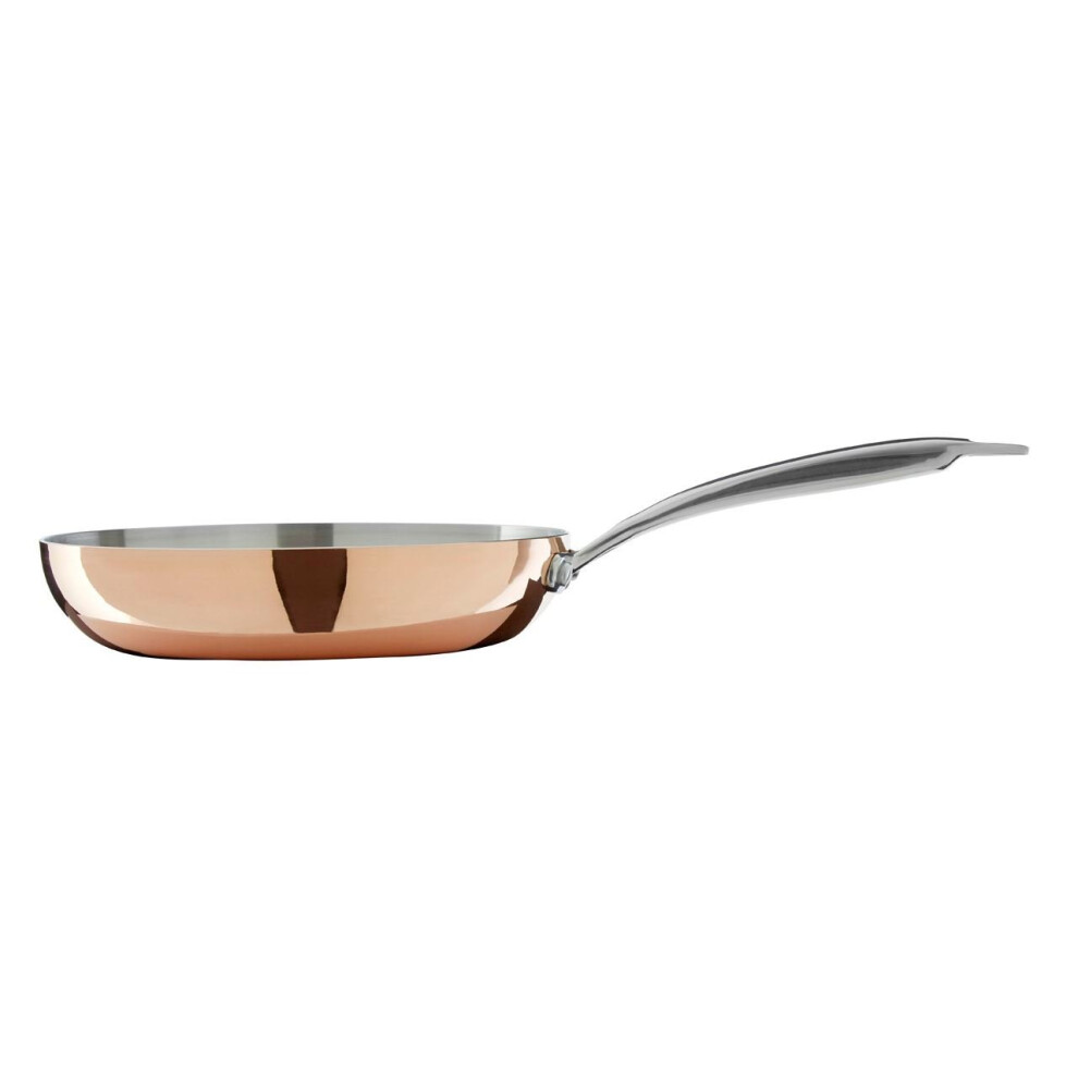 Minerva 24cm Frying Pan, Copper Tri Ply, Stainless Steel Handle