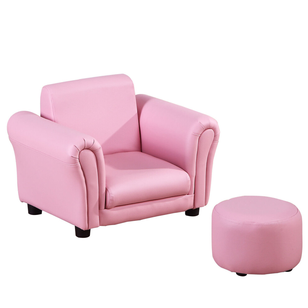 Homcom Kid's Armchair Sofa With Footstool Pink