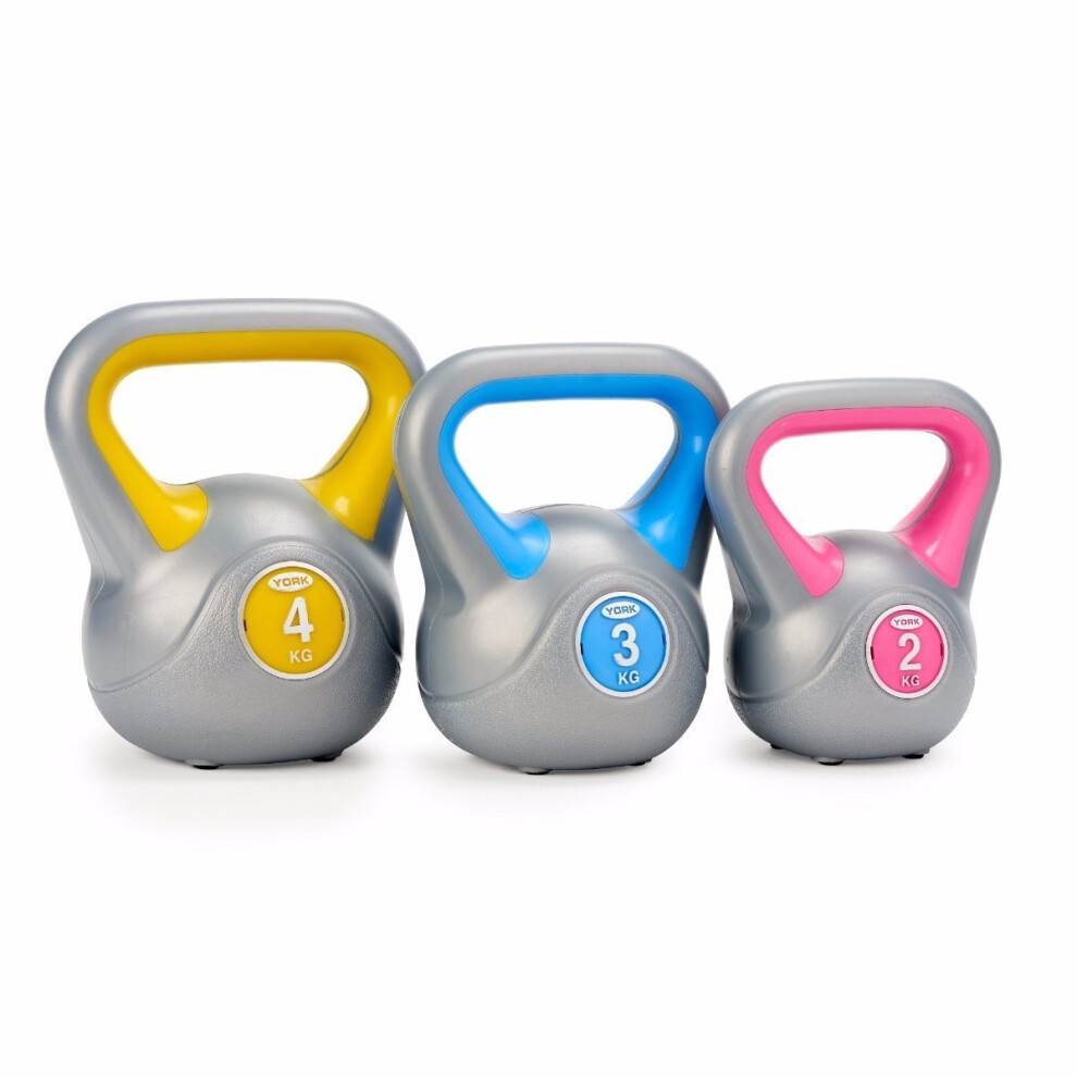 York Fitness 2, 3 and 4 kg Vinyl Kettlebell Weight Set