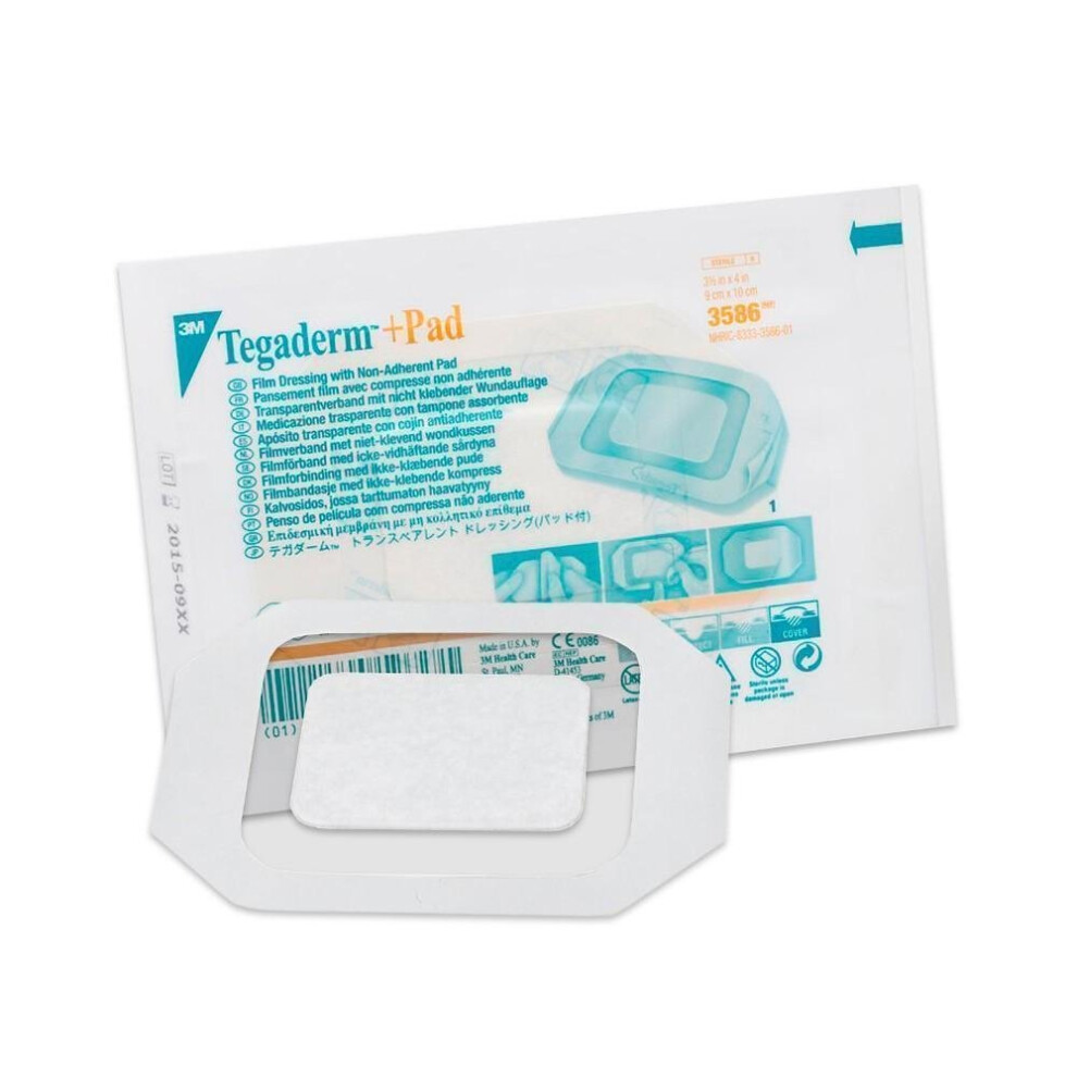TEGADERM PLUS +PAD 3M Film Dressing 9cm x 25cm 3591 - Transparent/Waterproof/Non-Adh Pad - 1