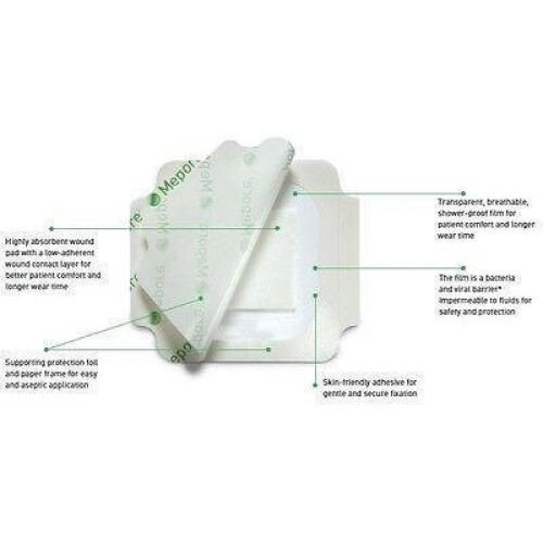 Mepore Film & Pad Absorbent Dressing(s) 5cm x 7cm - Wounds Cuts Abrasions - 10