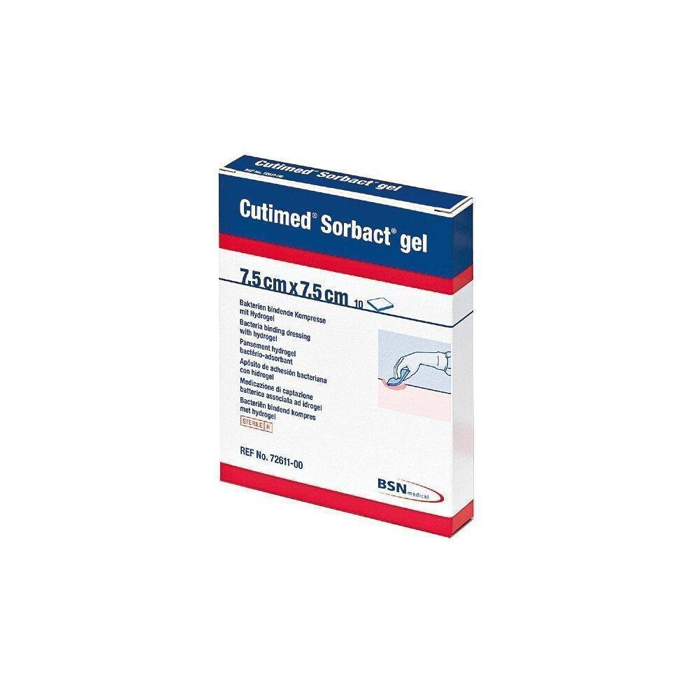 Cutimed Sorbact Gel Dressings x 10 (Choose size) Antibacterial Hydrogel - 7.5cm x 7.5cm x 10