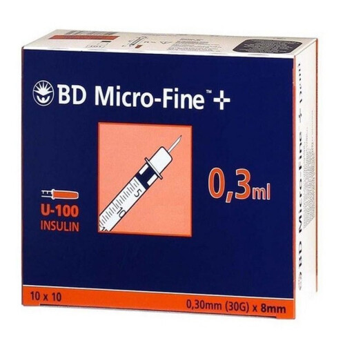 BD Microfine Plus 0.3ml U-100 Syringe 30G x 8mm