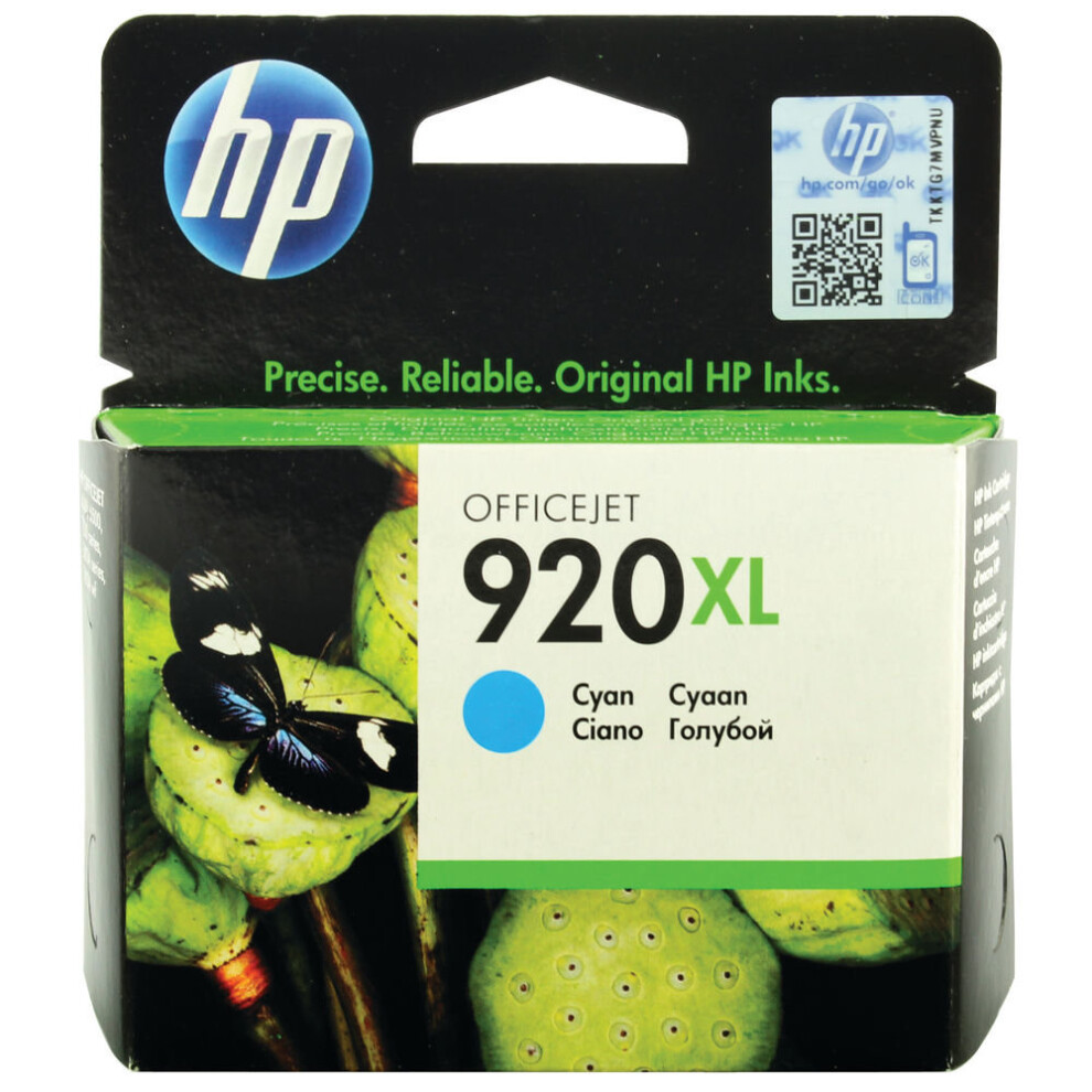 HP 920XL High Yield Cyan Ink Cartridge CD972AE HPCD972AE