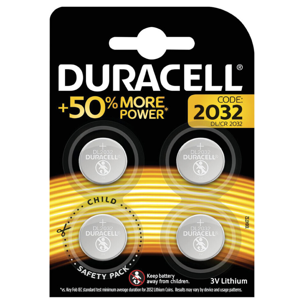 Duracell 2032 Lithium Coin Battery Pack Of 4 ECR2032 DU11937