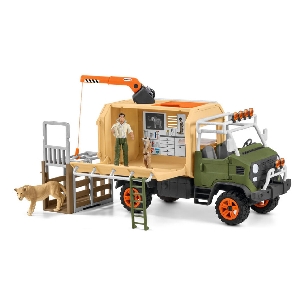Schleich Wild Life Animal Rescue Large Truck With Toy Figures & Accessories 42475 