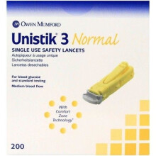 Unistik 3 Normal Single Use Safety Lancets x200