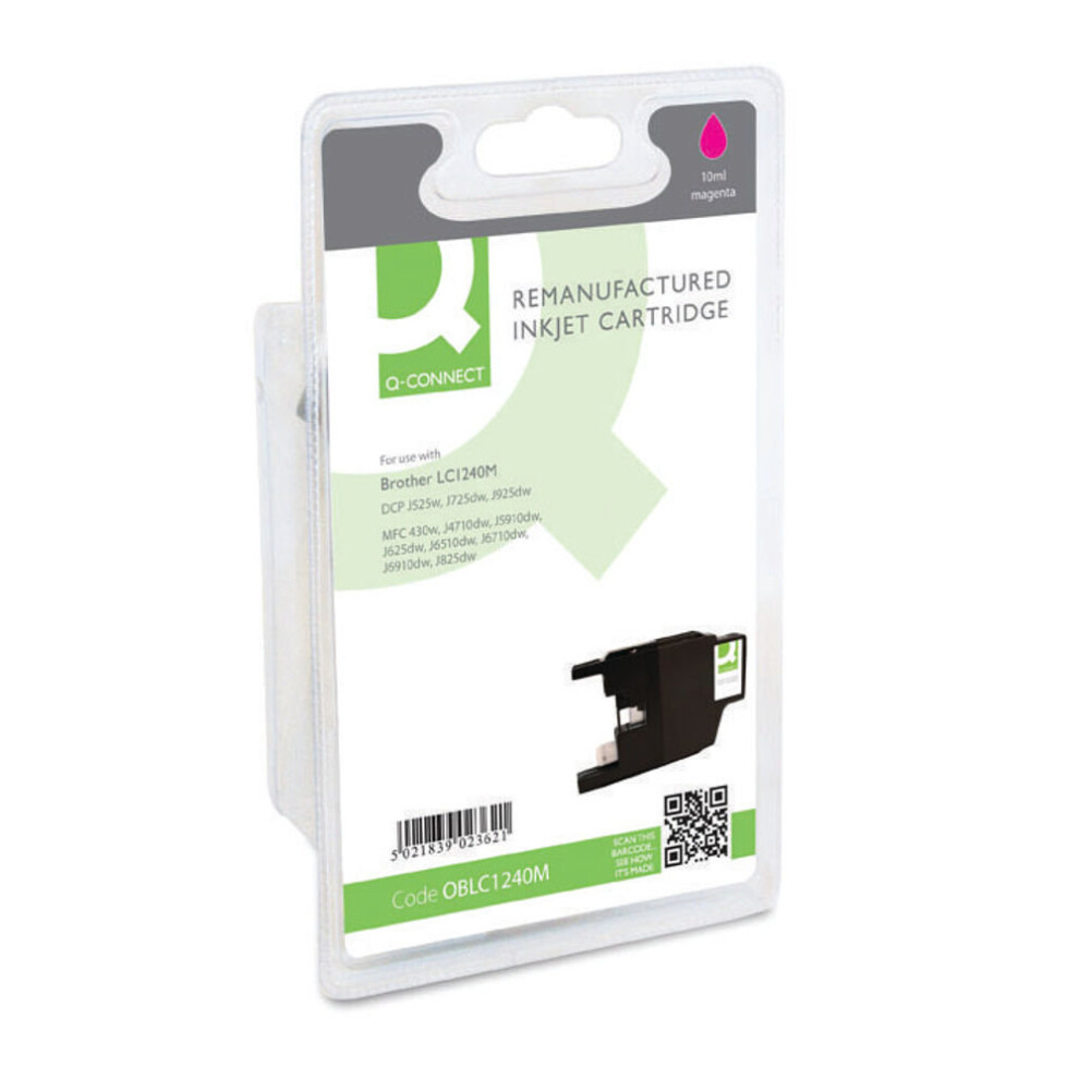Remanufactured Q-Connect Brother Magenta Inkjet Cartridge Lc1240m Oblc1240m Pink 5021839023621