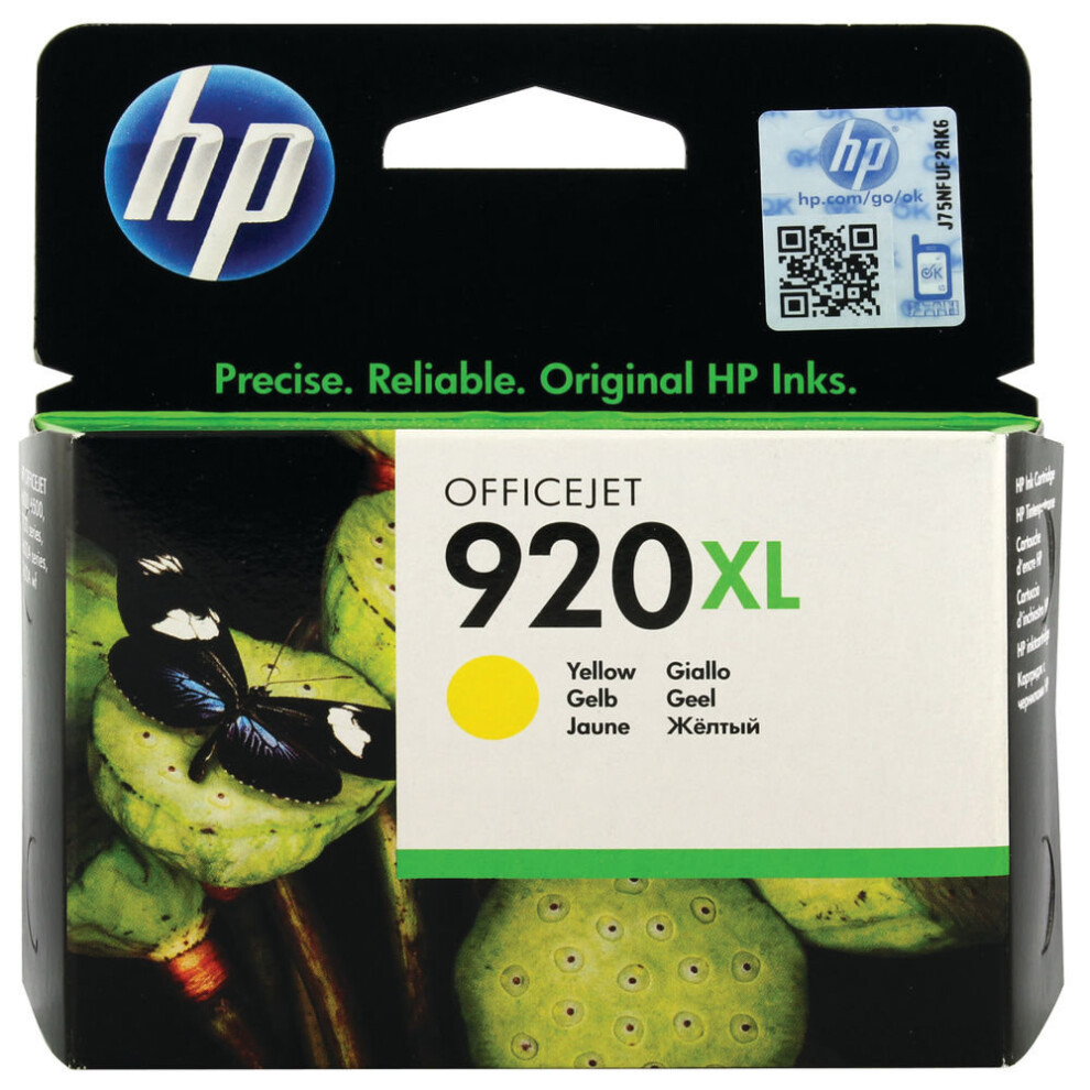 HP 920XL High Yield Yellow Ink Cartridge Capacity:700 pages CD974AE HPCD974AE