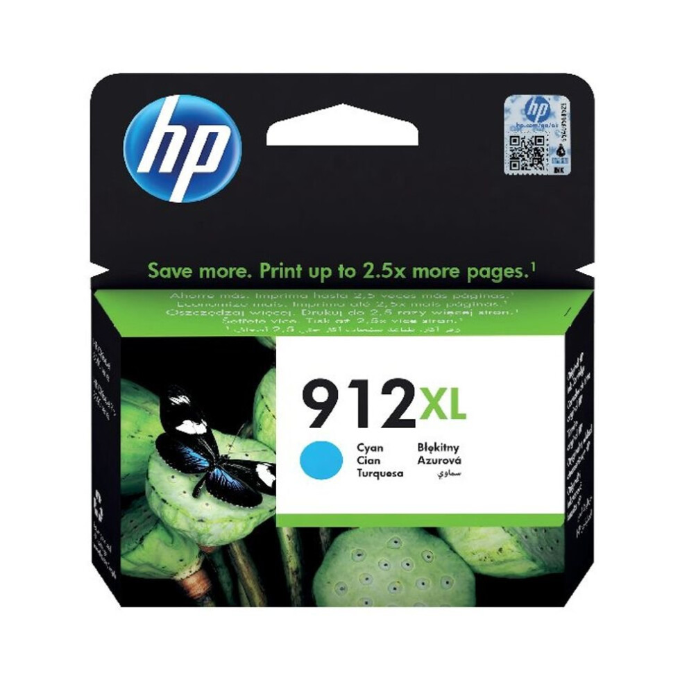Hp 912XL High Yield Ink Cartridge Cyan 9.9Ml 3Yl81ae Hp3yl81ae Blue
