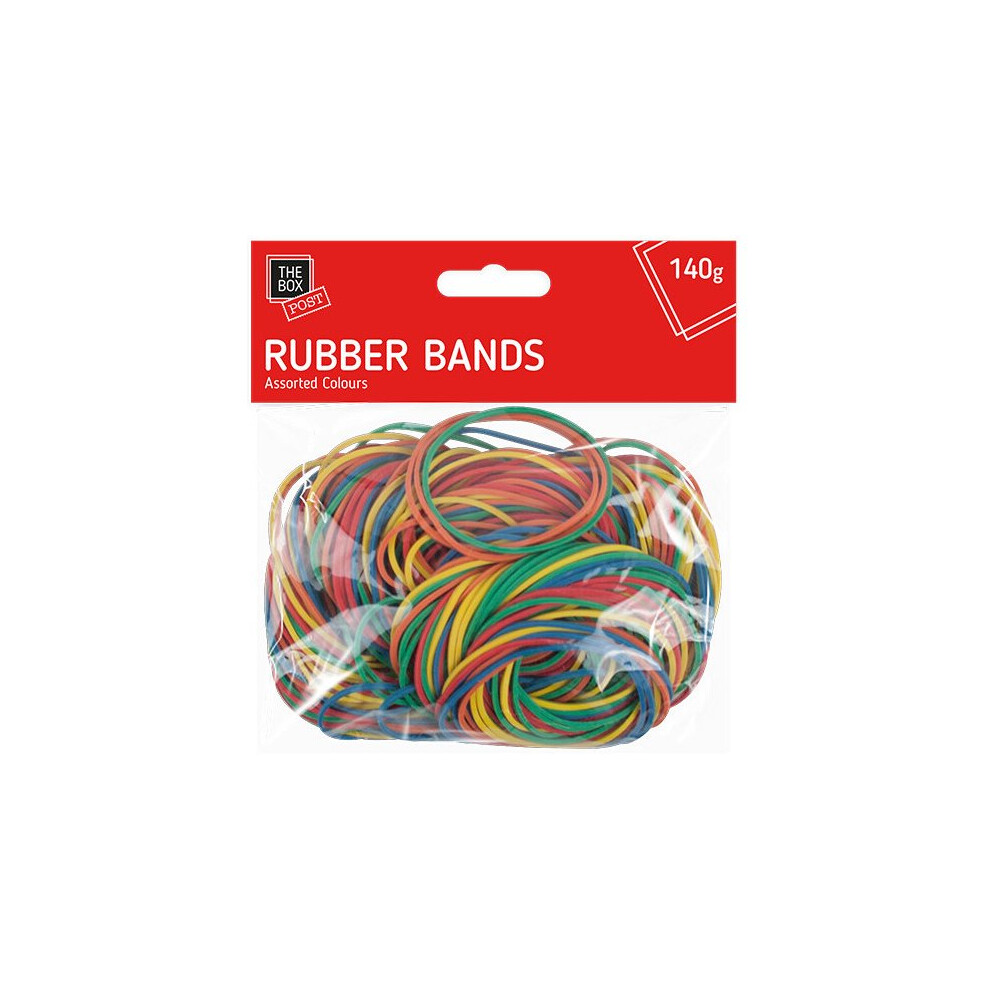 250pcs ELASTIC RUBBER BANDS Assorted Colours Home School Office 140g