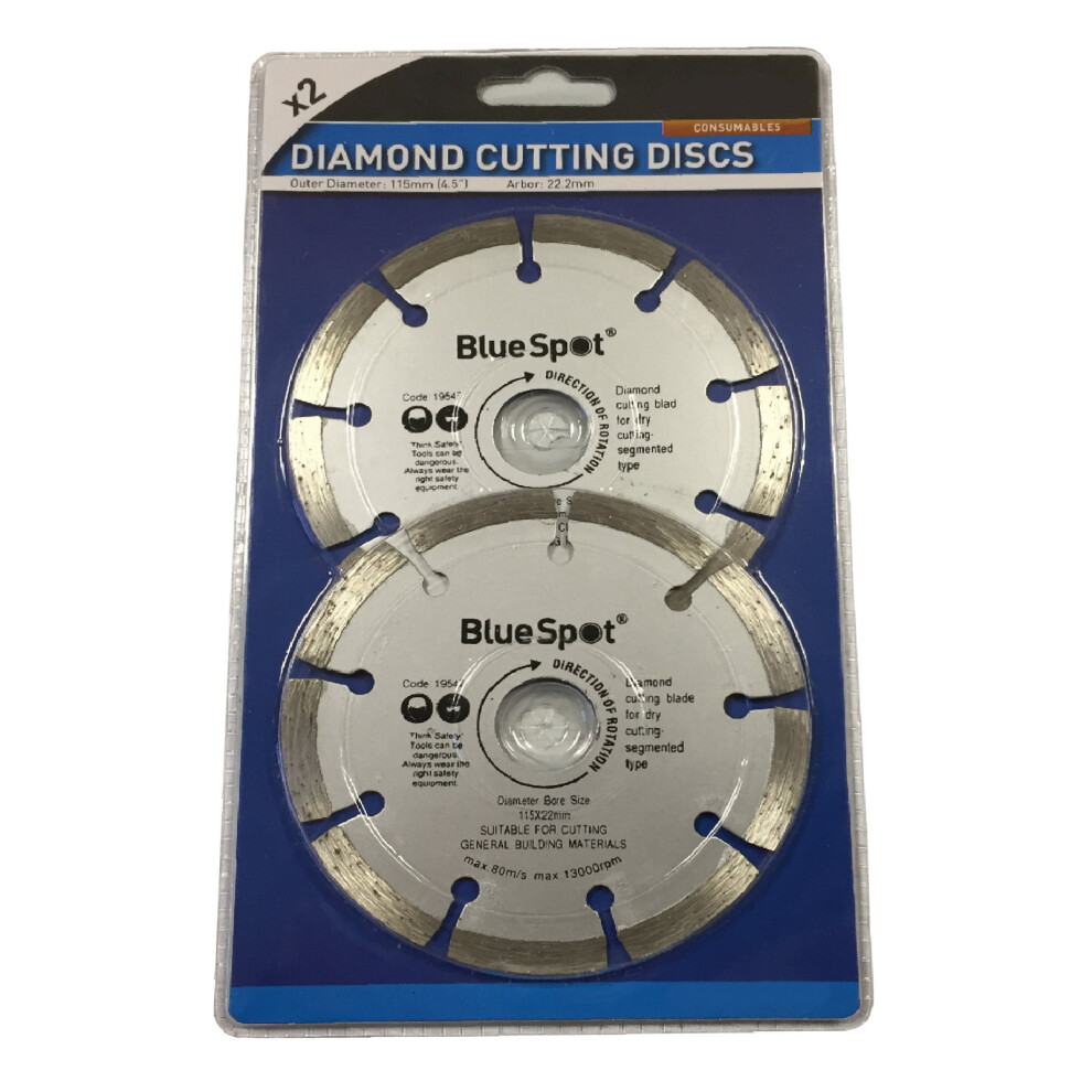 2 x 115mm Diamond Cutting Discs 4.5" Angle Grinder Blade