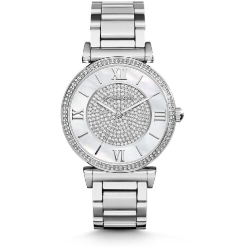 NEW MICHAEL KORS MK3355 WOMEN`S CATLIN BRACELET SILVER STRAP WATCH UK SELLER