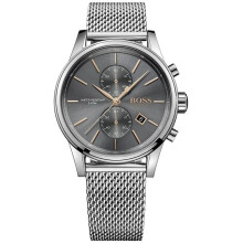 Hugo Boss HB1513440 Men's Stainless Steel Mesh Grey Dial Quartz Watch, 41mm, Date, Mineral Crystal